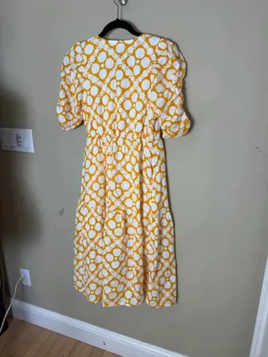 Time and Tru Women's Cotton Tiered Midi Dress in yellow and white Size XS 0-2 thumbnail 7