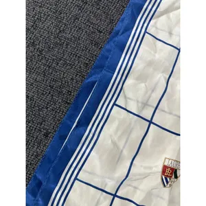 Vintage Lauren Ralph Lauren Scarf Ivory Blue Windowpane Crest Rectangular Preppy thumbnail 7