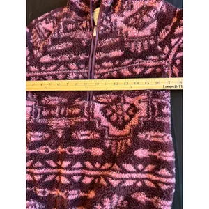 Ariat REAL Berber Pullover Hooded Sweatshirt Purple Southwestern Fleece Small thumbnail 4