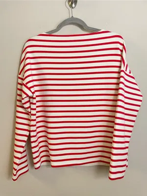 SPANX AirEssentials Red Stripes Boat Neck Long Sleeve Top Size Small thumbnail 6