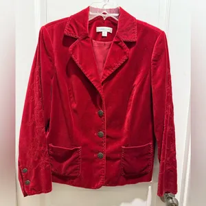 Women's red velvet blazer size M thumbnail 2