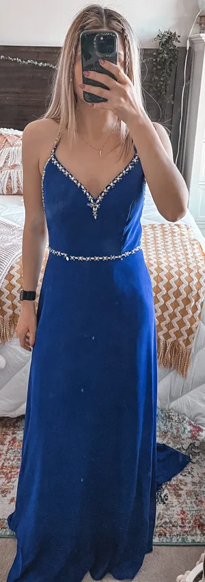 B Darlin Blue Prom Dress With Embellishments thumbnail 3
