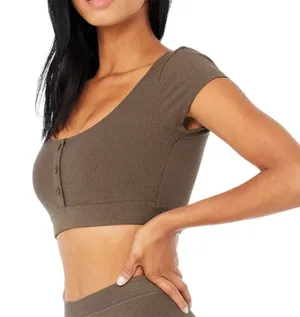 Alo Yoga Blissful Henley Bra Top thumbnail 7