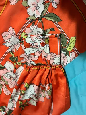 Fate floral silly long sleeve blouse w/puffy 3/4 sleeves thumbnail 4
