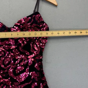 Privy Womens Small Purple Velvet Sequin‎ Bodycon Mini Dress Sweetheart Neckline thumbnail 3
