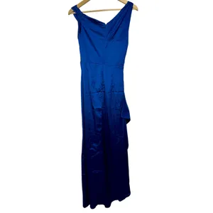NWT Babyboo Juliene Navy Blue Satin Draped Cowl Neck Maxi Dress Womens Size S thumbnail 13