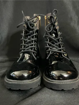Michael Michael Kors Patent Leather Lace-Up Ankle Boots Black& Brown 6.5 thumbnail 8
