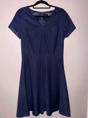 Brooks Brothers Navy Pinstripe V‑Neck Fit & Flare Midi Dress thumbnail 2