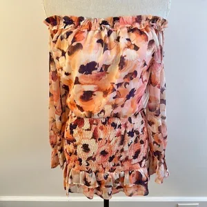 New Vici Floral Smocked Off the Shoulder Dress XS thumbnail 2
