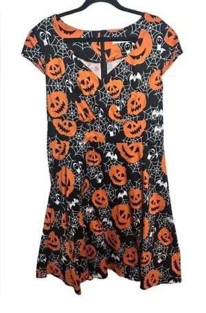 Bbonline Halloween Jack O Lantern Cotton Dress Size‎ 2XL Festive Teacher Party thumbnail 1