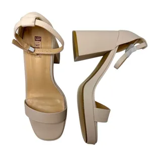 IDIFU Nude Pink Chunky Block Heel Sandals 8.5 Open Toe Ankle Strap Wedding Prom thumbnail 1
