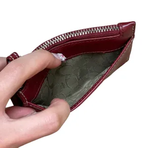 Red Mahogany Vintage Leather Coach Mini Skinny ID Wallet Coin Purse Card Holder thumbnail 5