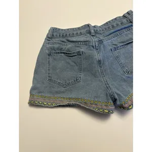 SHEIN Embroidered Denim Shorts Womens Boho Festival Y2K Blue Size S/M thumbnail 6