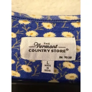 Vermont Country Store Floral T-Shirt Dress Womens Large Blue Daisy Pockets L thumbnail 2