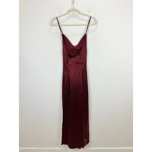 J.Crew Cross Back Dress Textured Satin Slip Burgundy Evening Formal US 14 NWT thumbnail 10