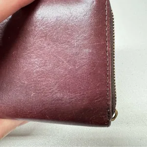 Fossil Burgundy Leather Full Zip Wallet Damaged Vintage thumbnail 2