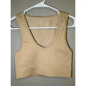 Aerie Offline Recharge Least Support Neutral Ribbed Sports Bra Womens Size Small thumbnail 2