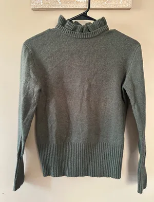 J. Crew Women's Lambs Wool Mock Neck Green Sweater thumbnail 1