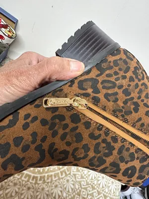 Blondo Leopard Print Ankle Booties in Brown and Black thumbnail 9