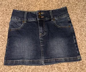 Princess Polly Faya Low Rise Denim Mini Skirt Dark Blue thumbnail 1