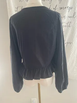 American Eagle Long Sleeve Tie-Front Blouse Size M thumbnail 3