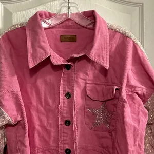 UMGEE Pink Corduroy Sequin Star Denim Jacket Women's Size L‎ thumbnail 7