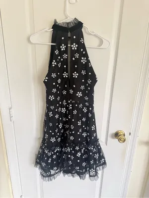 Alexis Poppy Sequin Floral High Neck Mini Dress thumbnail 9