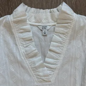 Crown &‎ Ivy Dress Women's Size Small White Tiered Cotton Preppy Coastal Beachy thumbnail 5