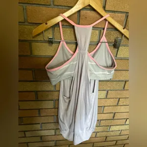 Lululemon No Limits Tank Grey & Pink Striped Tank Top Size 10 thumbnail 3