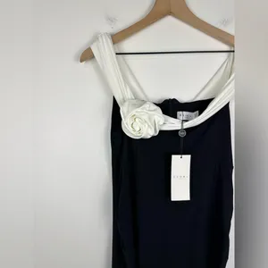 Club L On Bloom Black & White Bardot Maternity Maxi Dress Flower Wedding‎ Sz 8 thumbnail 7