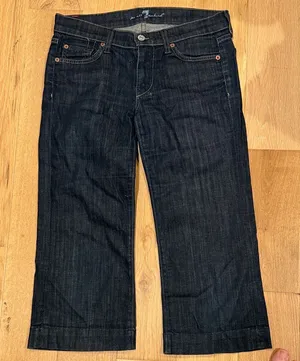7 dojo For All Mankind‎ dojo Dark Blue Cropped Jeans 27 thumbnail 1