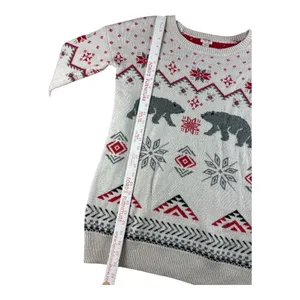 Mossimo Supply Co Women Small Fair Isle Polar Bear Holiday Knit Sweater Red Gray thumbnail 6