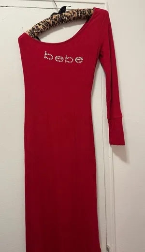 Y2k Bebe Deep Red One Shoulder Maxi Dress (Xs/S) thumbnail 1