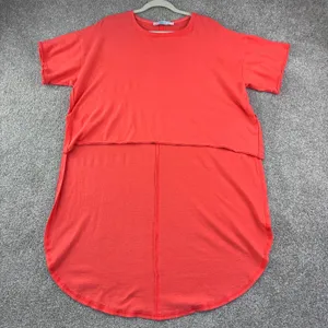 FP Beach Shore to Shore Tunic Top XS Oversized‎ Coral High Low Raw Hem Lagenlook thumbnail 2