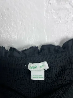 AERIE Black Smocked Bodice Tie Shoulder Straps Ruffle Trim Dress Size XS Casual thumbnail 3