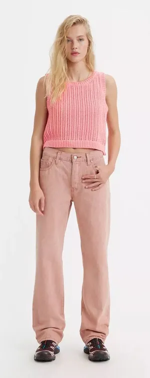 NWT Levi's 90s Women's Colored Denim Jeans Botanical Sunflower Pink 31X32 thumbnail 1