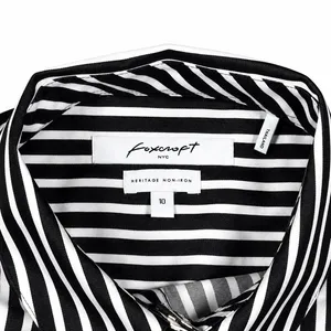 Foxcroft NYC Size 10 Non Iron Shirt Black White Striped Button Front Blouse thumbnail 5
