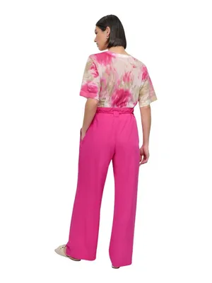 NWT DKNY Drawstring Tie-Front Wide-Leg Paperbag Pants P5DKFB17 Vivid Pink 4 thumbnail 6