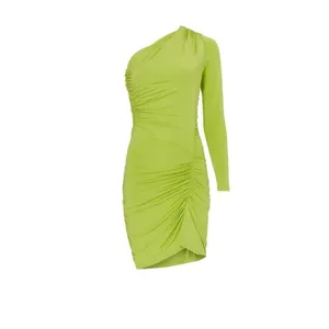 Atlein Collective One Shoulder Dress in Green XLarge Womens Jersey Mini thumbnail 12