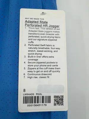 Lululemon Adapted State Perforated HR Jogger 8 Pool Party Blue NWT $128 thumbnail 11