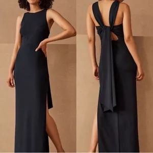 BHLDN Anthropologie London‎ Crepe Tie-Back Maxi Dress, Size 12 Large, Black NWT thumbnail 9