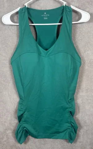 Athleta 903763 Womens Ruched Racerback Bra Tank Top Size 36DD Teal‎ Stretch Yoga thumbnail 1