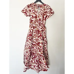 Anthropologie Somerset Maxi‎ Dress XS Burgundy Cream Printed Smocked Tiered NEW thumbnail 3
