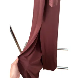 Womens Brown Cut Out Bodycon Maxi Dress Small Long Sleeve Mock Neck Shoulder Pad thumbnail 7