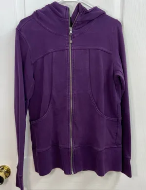 Women's purple thumb cutout deep pocket full‎ zip hooded athletic active jacket thumbnail 1