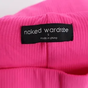 Naked Wardrobe Hot Pink Ribbed Split Hem Pants Womens Small thumbnail 3