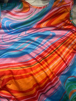 Vibrant Swirl Ruched Midi Dress in Multicolor Large Statement print thumbnail 7