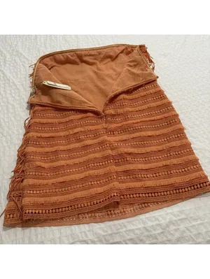 Anthropologie Let Me Be Orange Fringe Tube Strapless Mini Dress NWT Sz L Large thumbnail 13