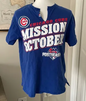 Majestic Chicago Cubs 2015 Blue Cut T Shirt thumbnail 1