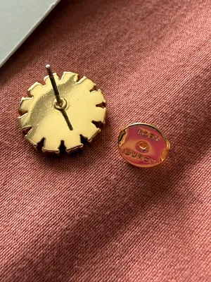 Tory Burch | Gold Mother of Pearl & Crystal Logo Stud Earrings | $150 Retail thumbnail 3